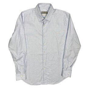 Canali Impeccabile Dress Shirt Italy Check Blue Long Sleeve Cotton 15 3/4 Medium